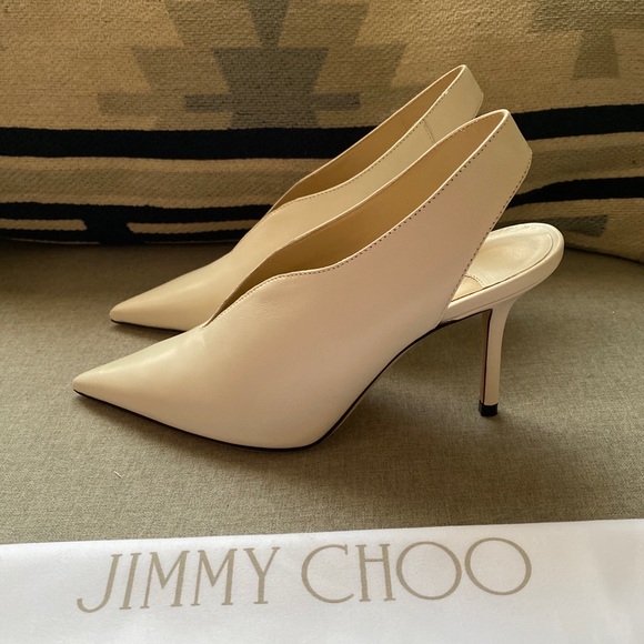 Jimmy Choo Saise 85 heels pump latte nappa leather 35.5/5.5 NWT - Picture 4 of 16